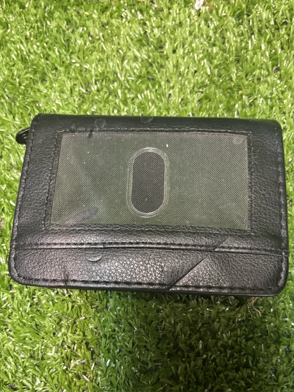 Black Leather Lock Wallet with ID Window